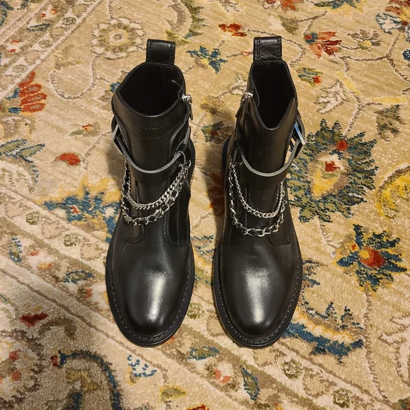 ZADIG AND VOLTAIRE Laureen Chain Embellished Leather Boots